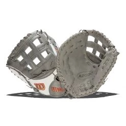 Best Pirce 😍 Wilson A2000 SuperSkin FP1B 12.50" Fastpitch Softball First Base Mitt: WBW100219125 Grey, White 👍