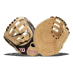 Promo ⌛ Wilson A2000 SuperSkin 2820 12.25" Baseball First Base Mitt: WBW1001211225 Black, Tan 🔔