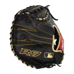 Best Sale 🤩 Rawlings R9 27" Baseball Training Catcher's Mitt: R9TRCM Black, Gold 😍 -Deals glovegear Store c029 11 20 rawlings r9 27 baseball training catchers mitt r9trcm 33544 5 l