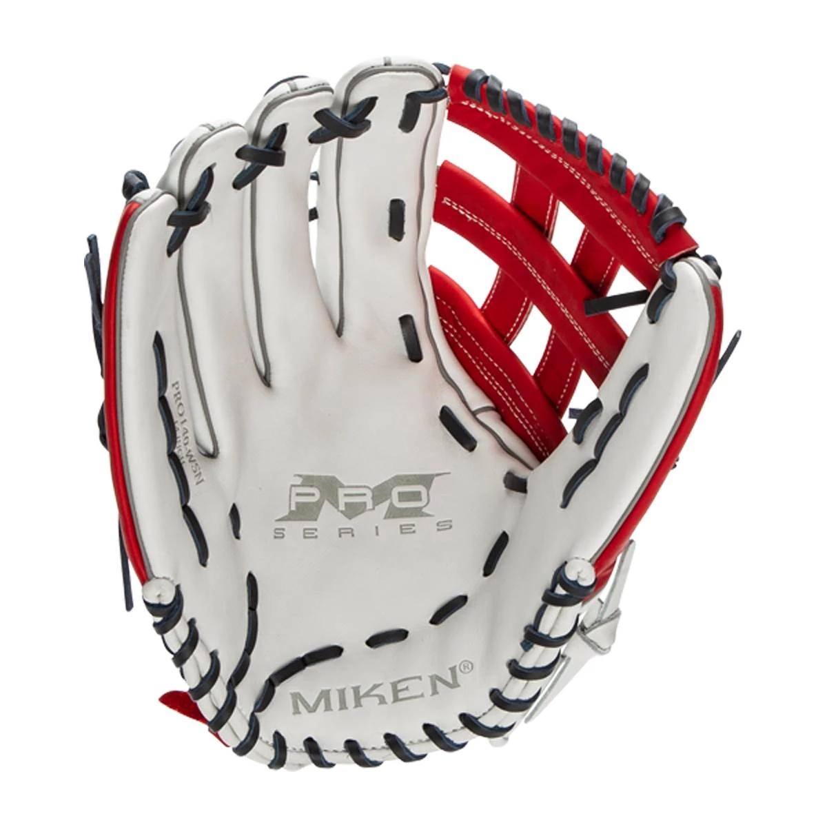 New 😉 Miken 14" Pro Series Slow Pitch Softball Glove: PRO140-WSN Grey, Blue, Red ✔️ 2 New 😉 Miken 14" Pro Series Slow Pitch Softball Glove: PRO140-WSN Grey, Blue, Red ✔️ - Image 2