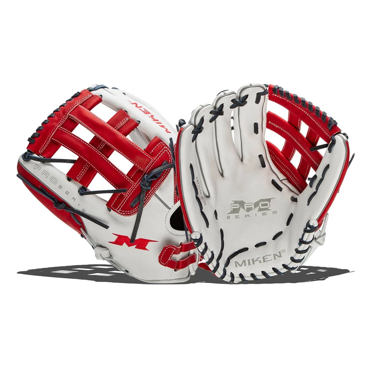 New 😉 Miken 14" Pro Series Slow Pitch Softball Glove: PRO140-WSN Grey, Blue, Red ✔️ 1 New 😉 Miken 14" Pro Series Slow Pitch Softball Glove: PRO140-WSN Grey, Blue, Red ✔️